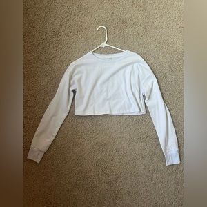 White Cropped Long Sleeve Crop Shirt